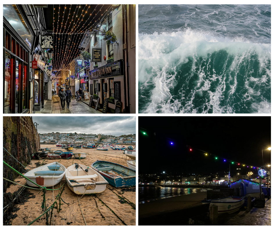 Four photos of St Ives at Christmas and New Year