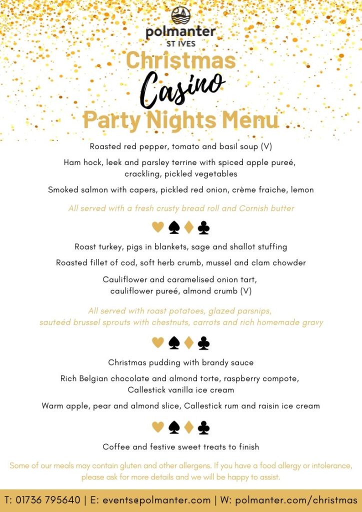 Polmanter Christmas Casino Party Nights Menu 2019