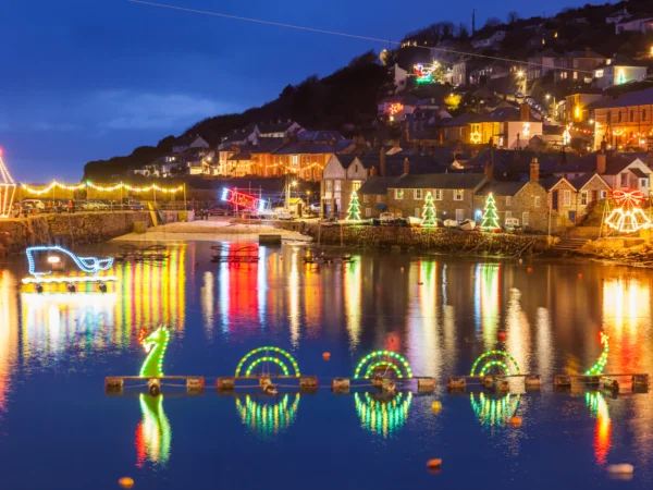 Mousehole Christmas lights for Christmas in Cornwall