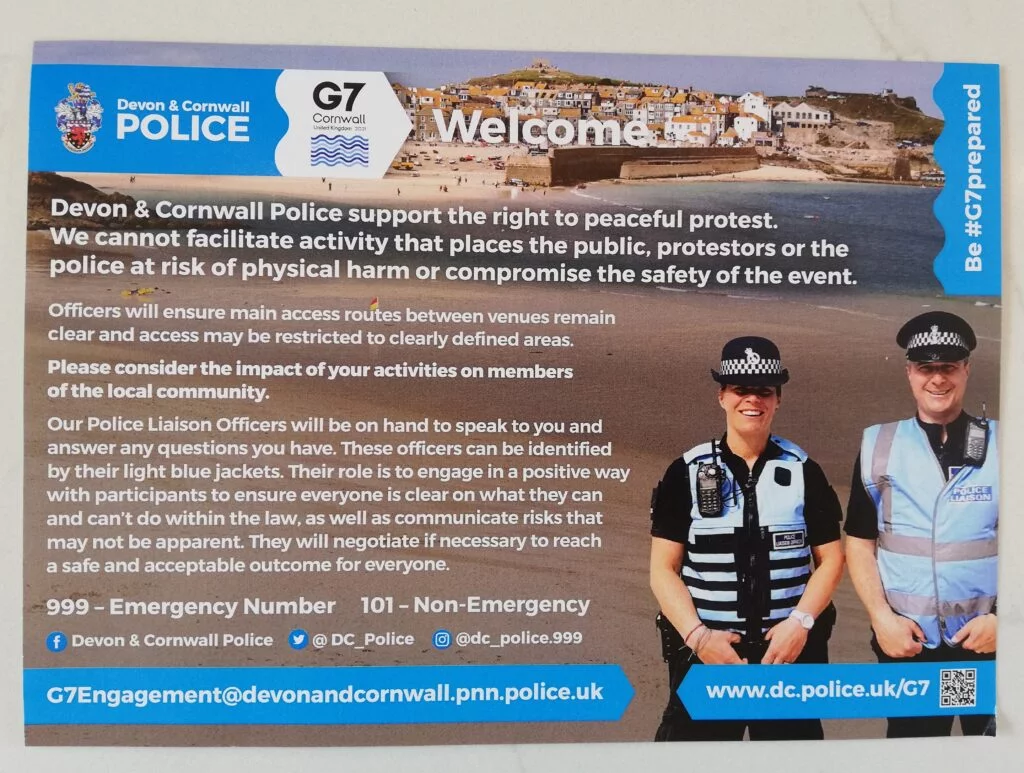 G7 protesting leaflet