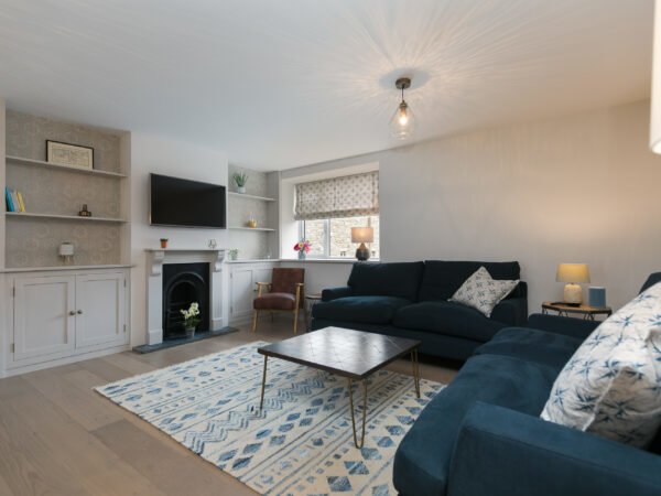 Living room in Polmanter Touring Park's self-catering holiday cottage St Ives