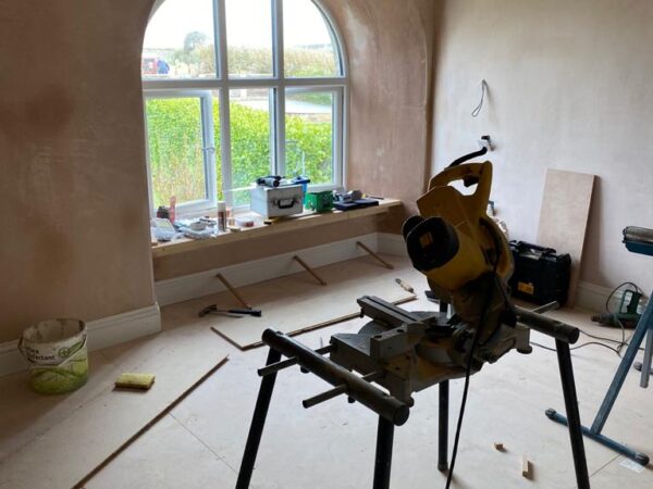 Polmanter holiday cottage renovation in the second bedroom with plastered walls