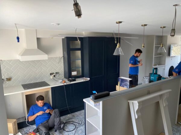 Polmanter holiday cottage renovation on the ground floor sees the team at work finishing off the kitchen