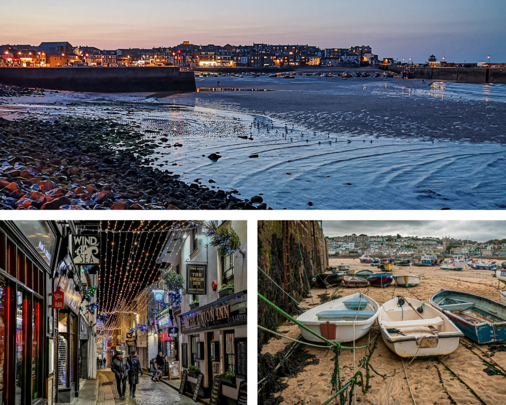 Trio of images showing what a winter stay would look like in Polmanter self catering accommodation in St Ives