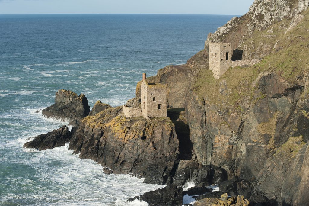 Engine houses on the Botallack Cornish coastline near St Ives