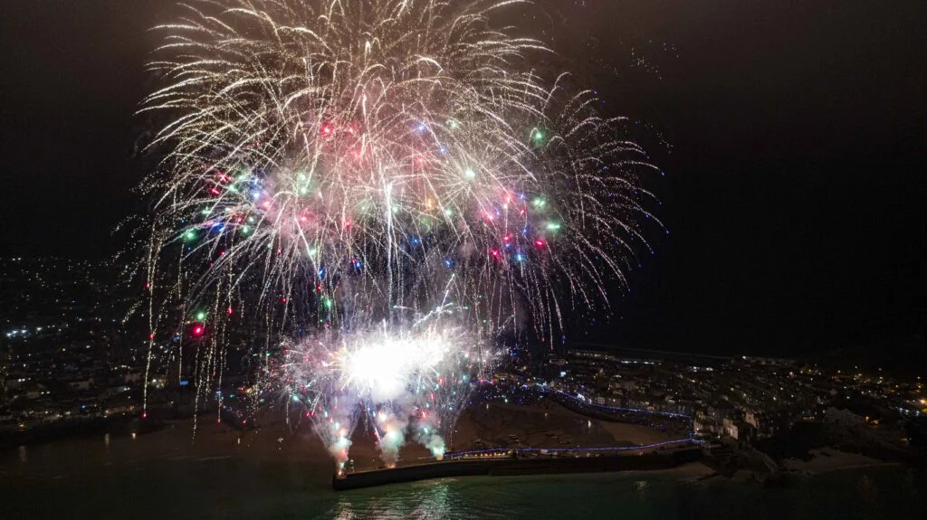 New Year's Eve fireworks over St Ives harbour